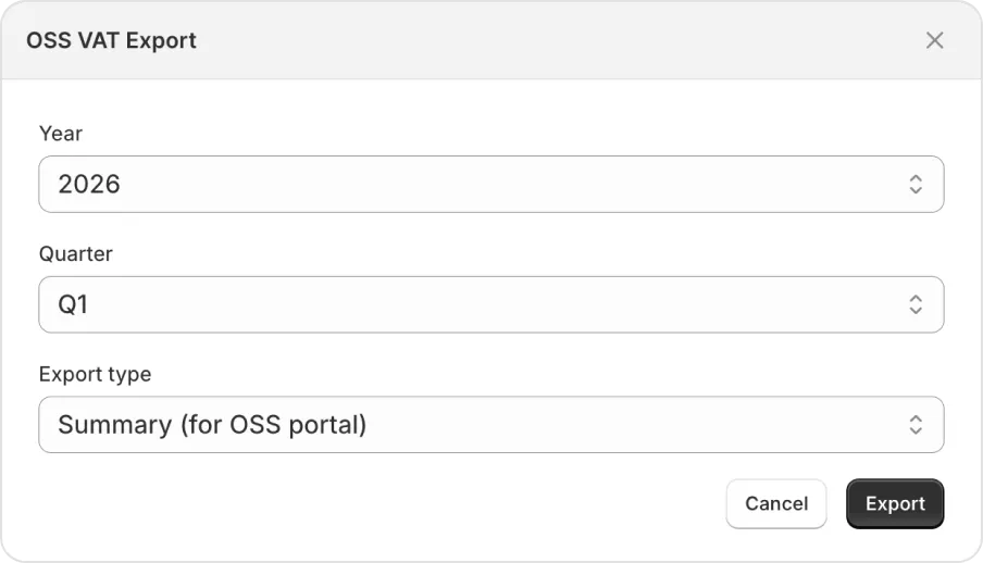 OSS export filter and download