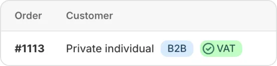 B2B order with VIES-validated VAT number